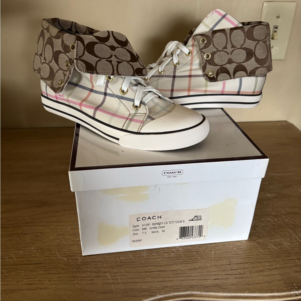 Coach Ivy and Khaki High-Top Sneakers